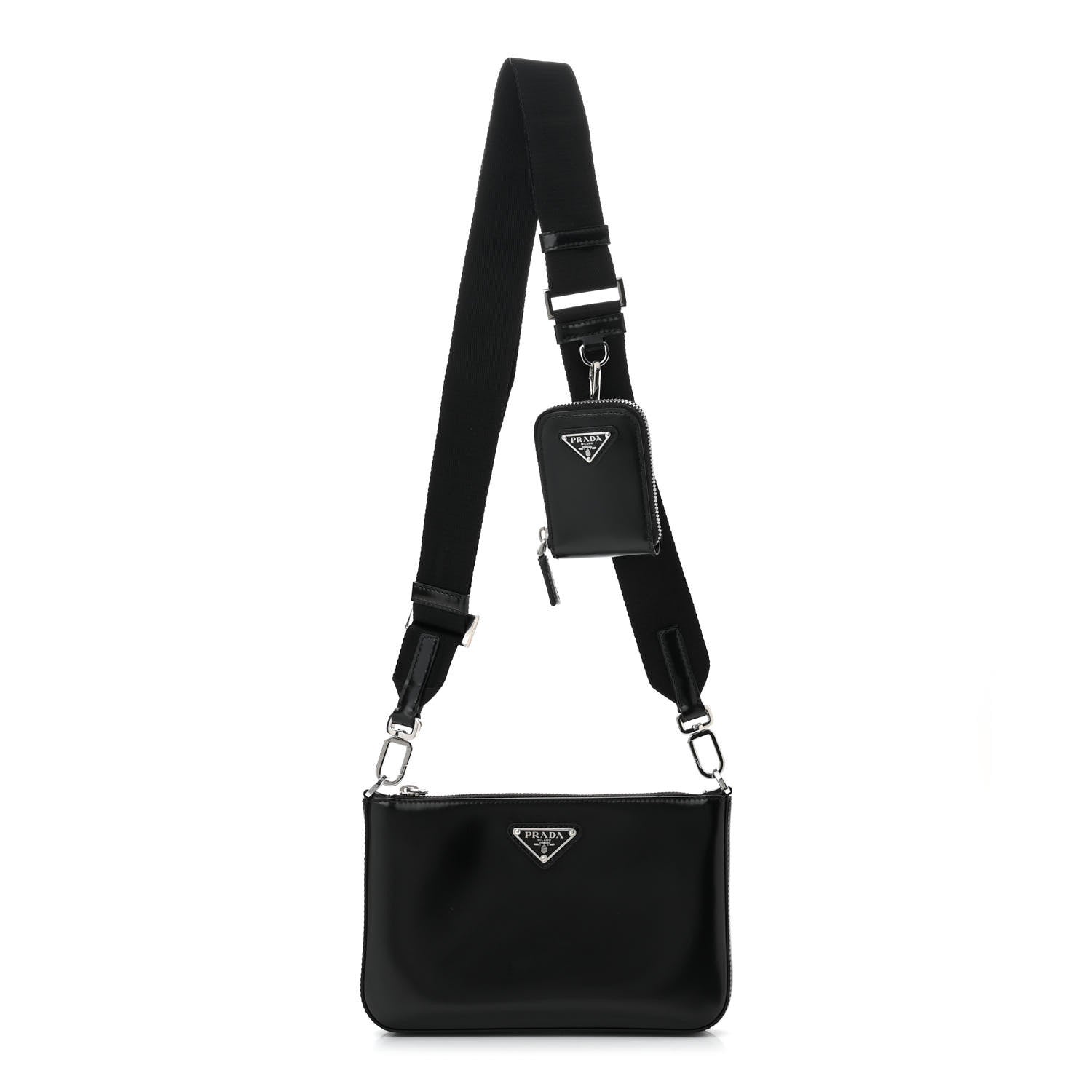 Prada Spazzolato Pocket Pouch Shoulder Bag Black 1 of 10