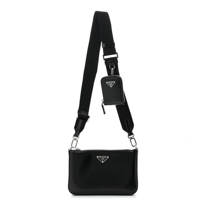 Prada Spazzolato Pocket Pouch Shoulder Bag Black 1 of 10