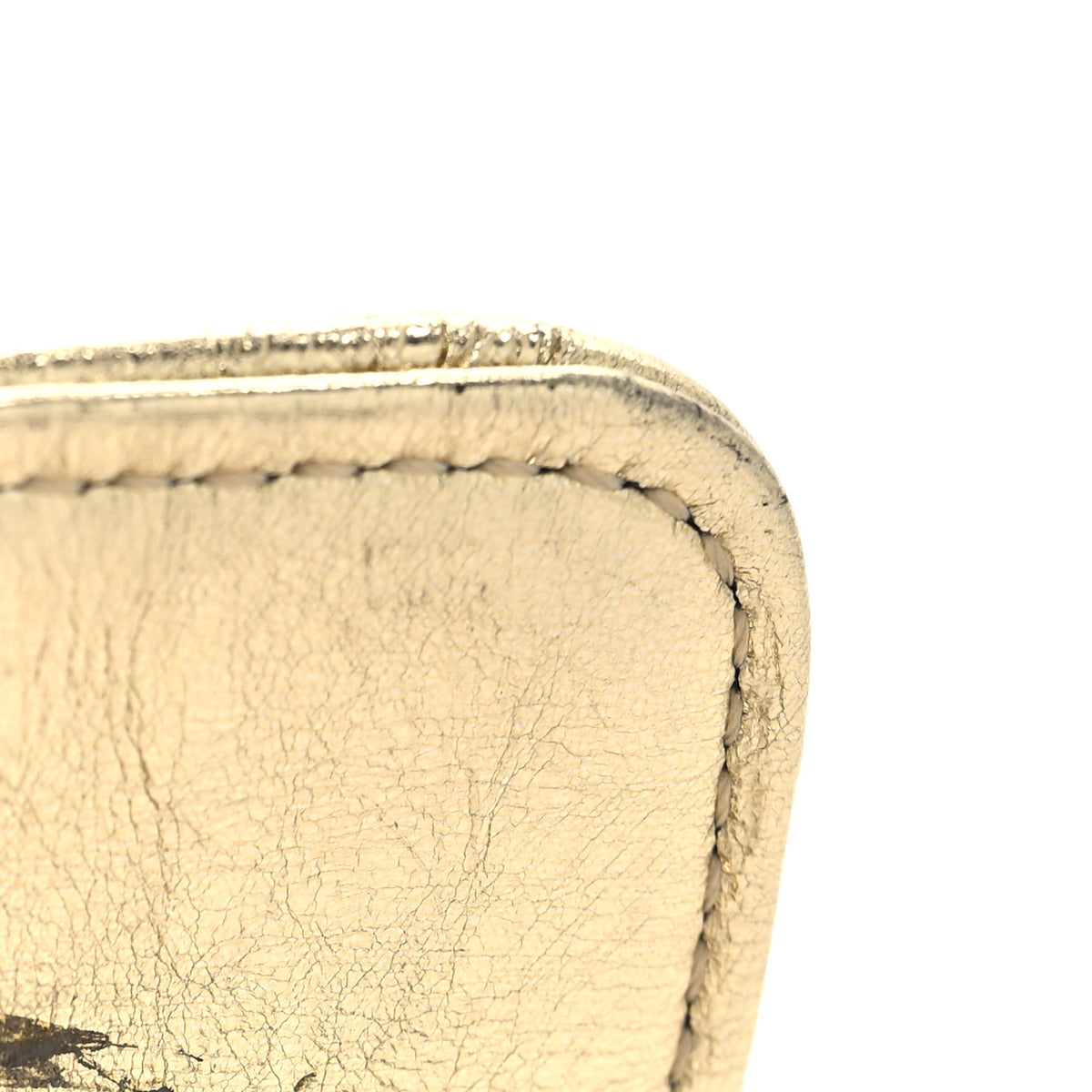 Metallic Aged Calfskin Quilted Reissue Wallet On Chain WOC Gold