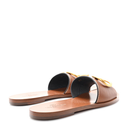 Valentino Garavani Grainy Cowhide Vlogo Flat Slide Sandals 36 Cuoio 5 of 9