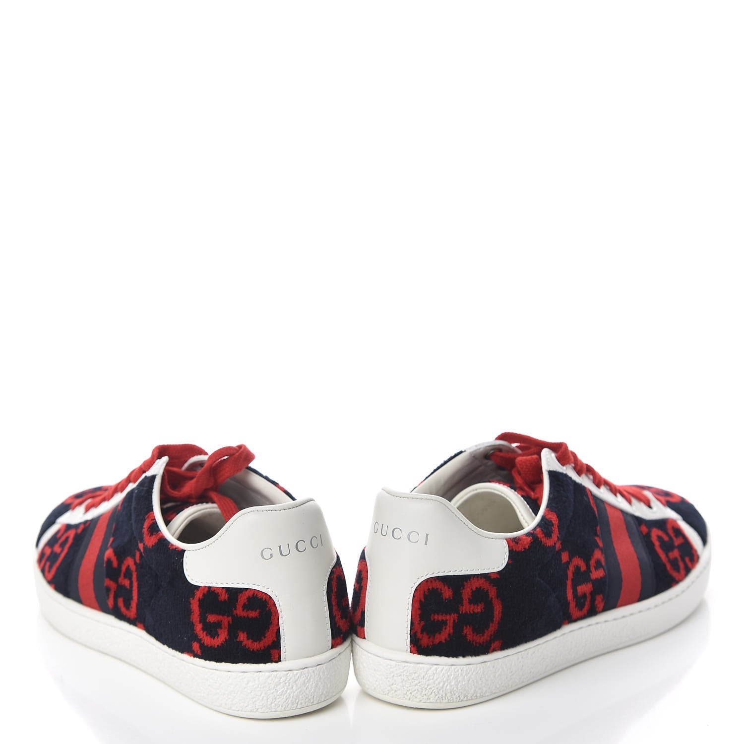 Gucci Terry Cloth GG Monogram Web Womens Ace Sneakers 36.5 Blue Red 7 of 13