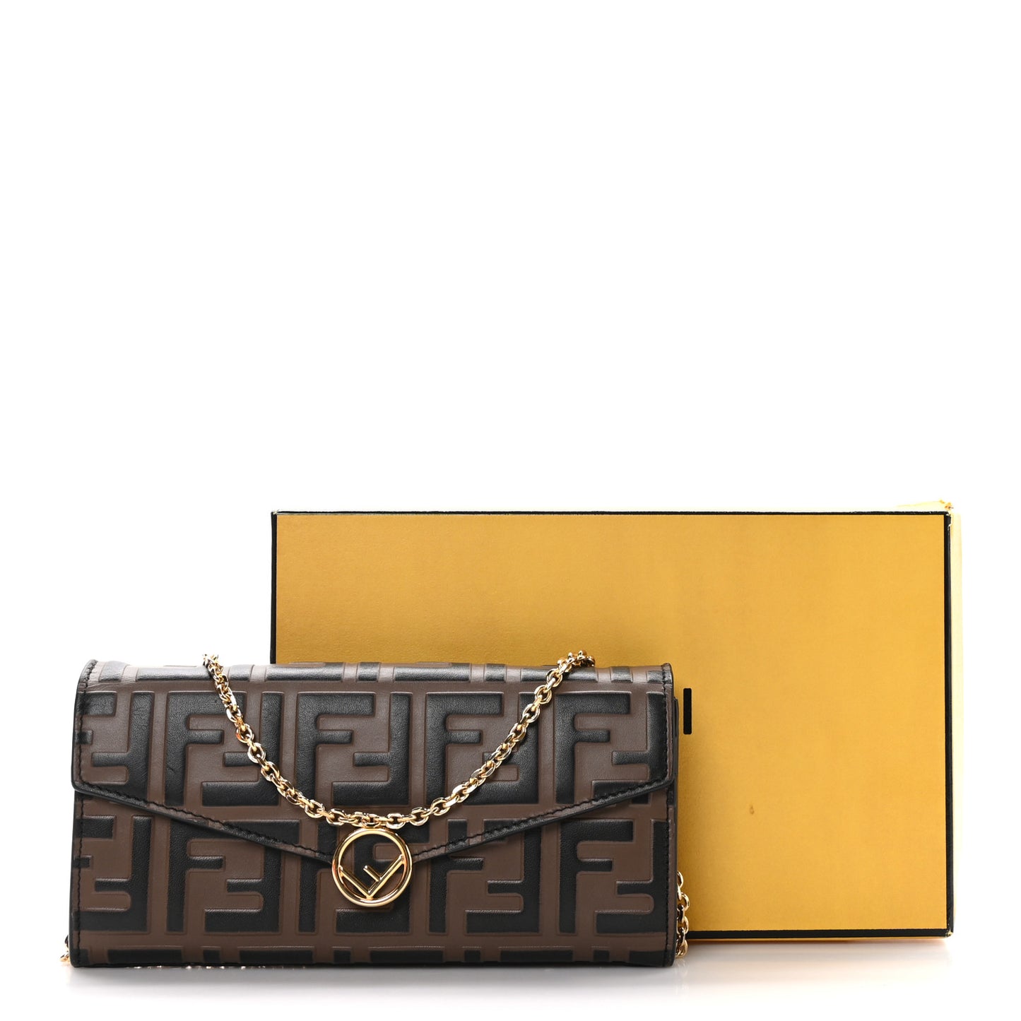 Vitello Soft F is Bi-Color FF 1974 Embossed Continental Envelope Wallet On Chain Maya Black