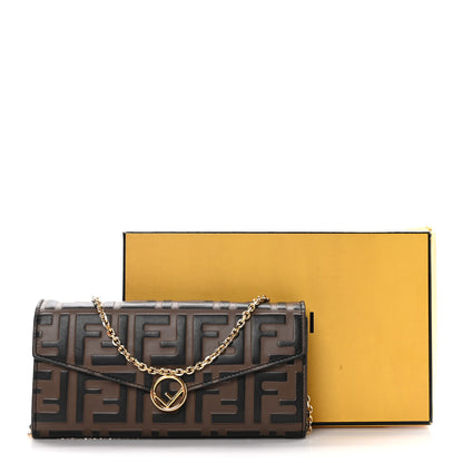 Fendi Vitello Soft F is Bi-Color FF 1974 Embossed Continental Envelope Wallet On Chain Maya Black 12 of 12