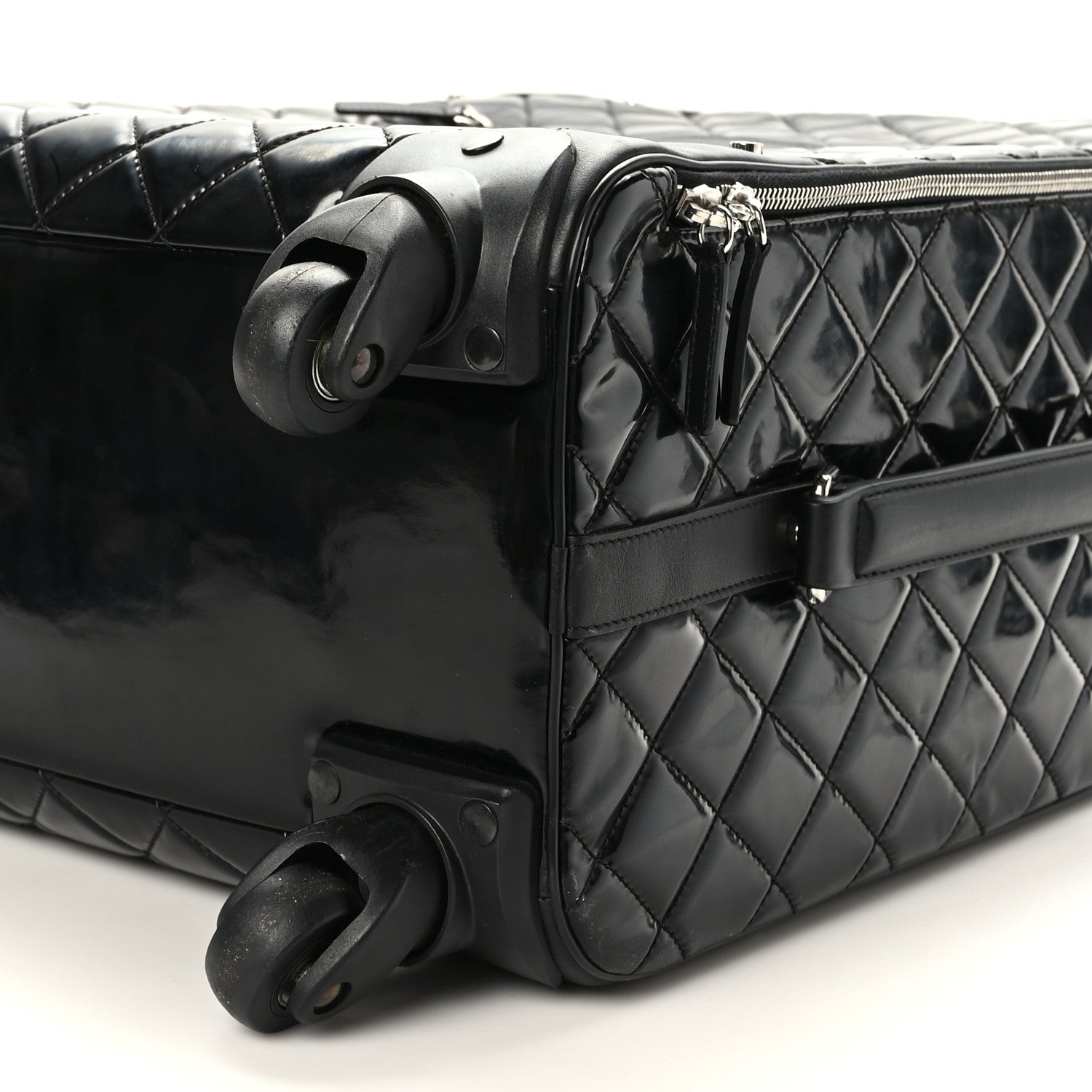 Chanel Vinyl Calfskin Quilted Trolley Rolling Luggage Black 8 of 8