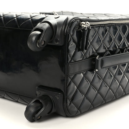 Chanel Vinyl Calfskin Quilted Trolley Rolling Luggage Black 8 of 8