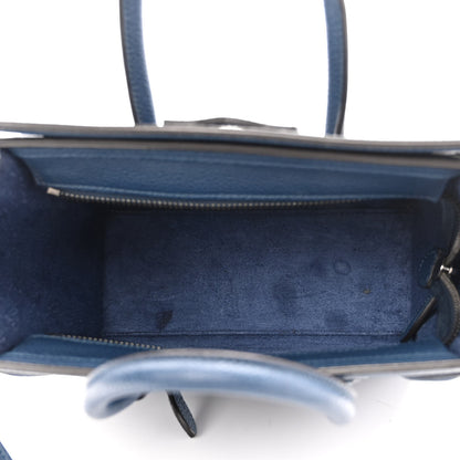 Celine Drummed Calfskin Nano Luggage Indigo 5 of 10