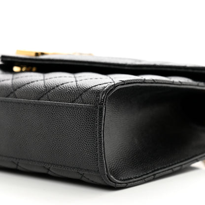 Saint Laurent Grain De Poudre Textured Mixed Matelasse Triquilt Medium Monogram Satchel Black 9 of 9
