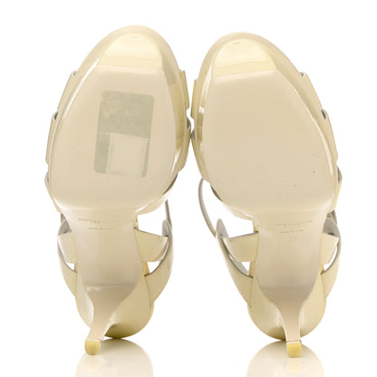 Saint Laurent Calfskin Tribute 75 Platform Sandals 39 White 5 of 13