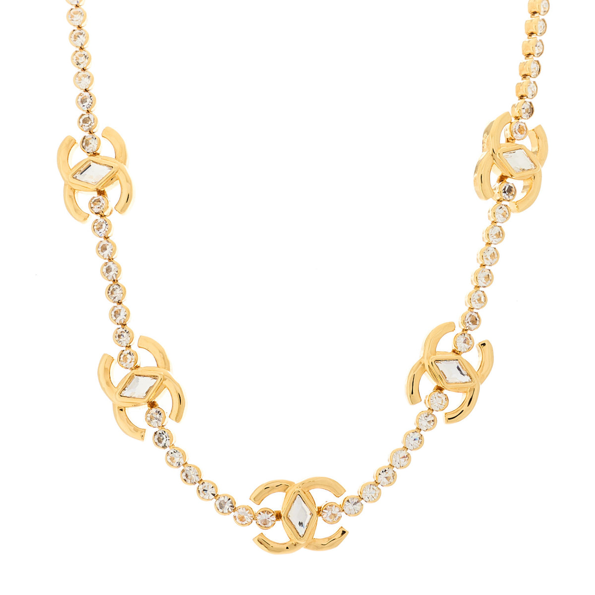 Metal Crystal CC Marquise Choker Gold
