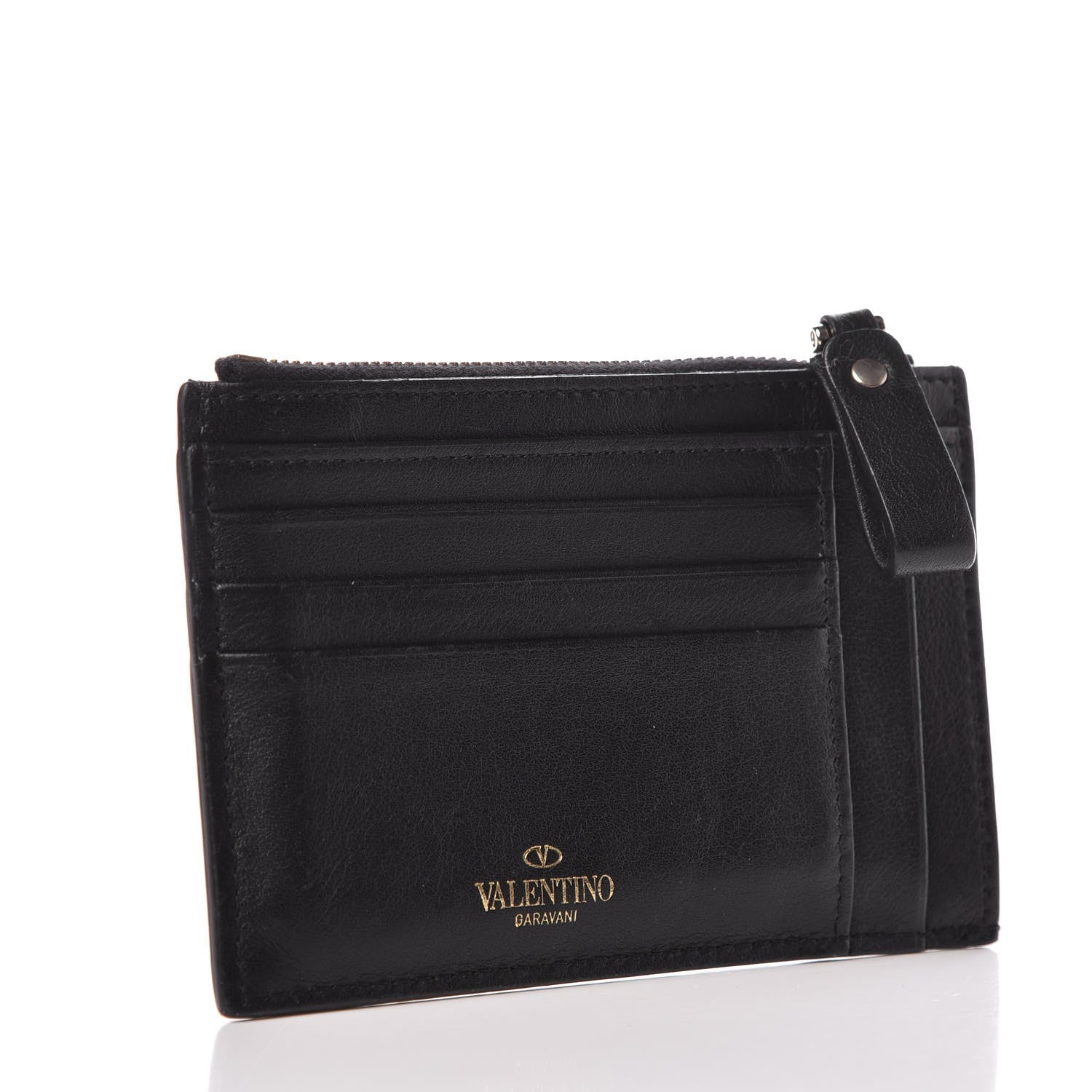 Valentino Garavani Vitello Rockstud Coin Case Card Holder Black 3 of 9