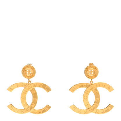 Chanel Metal Large Paris Button Earrings Gold 1 of 4