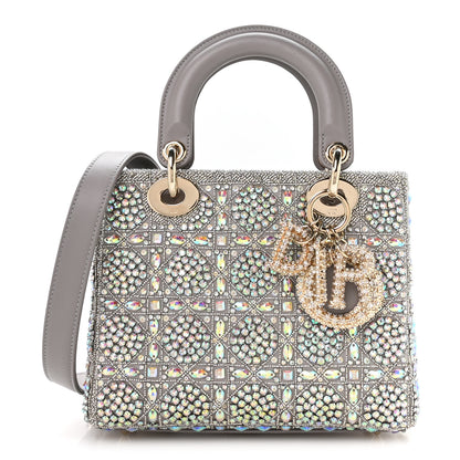 Christian Dior Calfskin Satin Celestial Bead Embroidery Embroidered Small Lady Dior Grey Multicolor 1 of 10