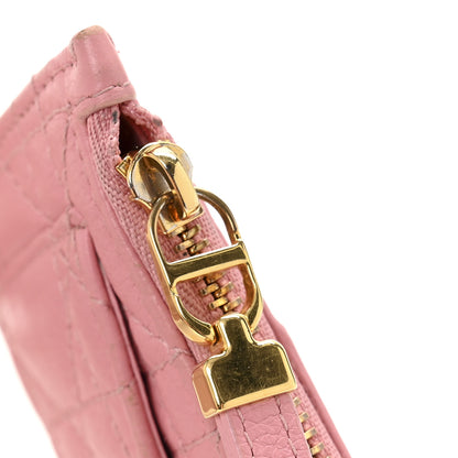 Christian Dior Supple Calfskin Cannage Caro Cosmos Zipped Card Holder Pink 8 of 10