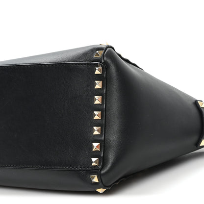 Valentino Garavani Vitello Small Rockstud Double Handle Tote Black 9 of 11