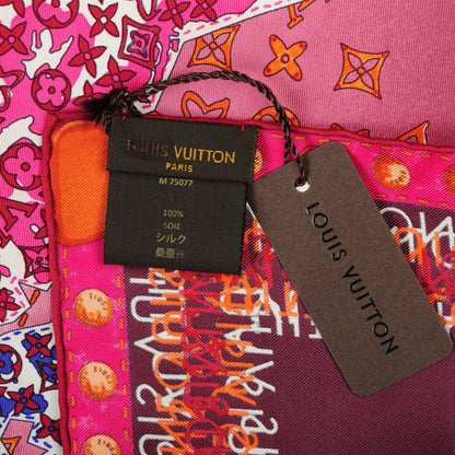 Louis Vuitton Silk Monogram Map Square Scarf Plum Orient 4 of 5