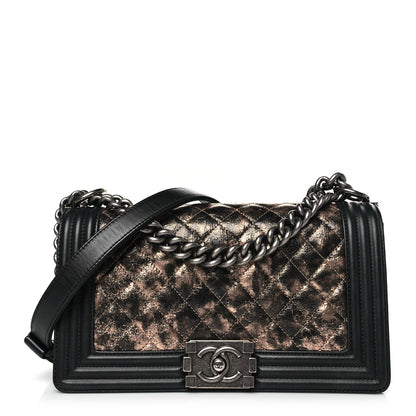 Chanel Cracked Metallic Calfskin Quilted Medium Boy Flap Black 1 of 9