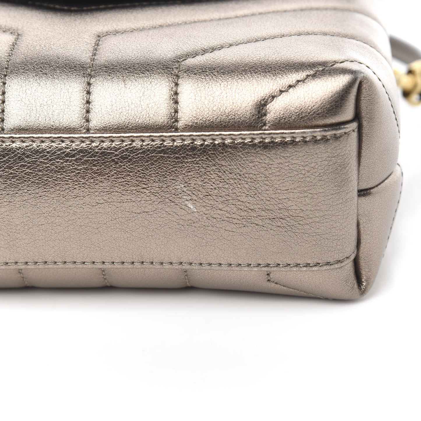 Metallic Calfskin Y Quilted Monogram Toy Loulou Crossbody Bag Piombo