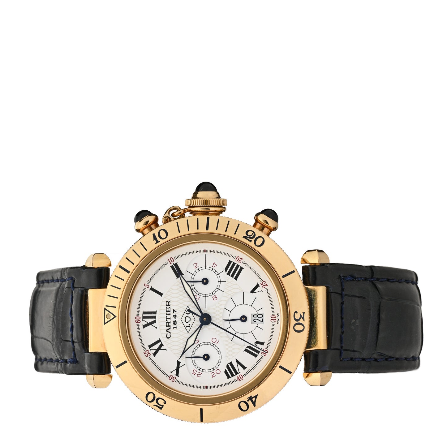 18K Yellow Gold Alligator 38mm Pasha Chronograph Quartz Watch