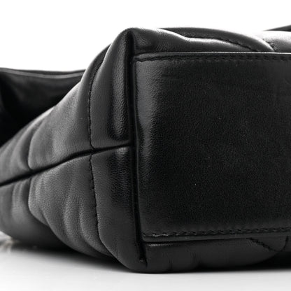 Saint Laurent Lambskin Quilted Toy Loulou Puffer Monogram Chain Satchel Black 9 of 10