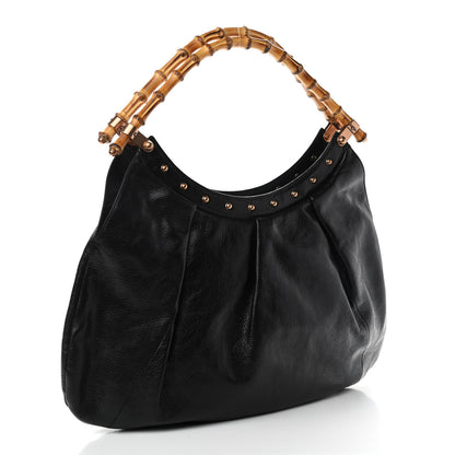 Gucci Calfskin Bamboo Top Handle Bag Black 2 of 8