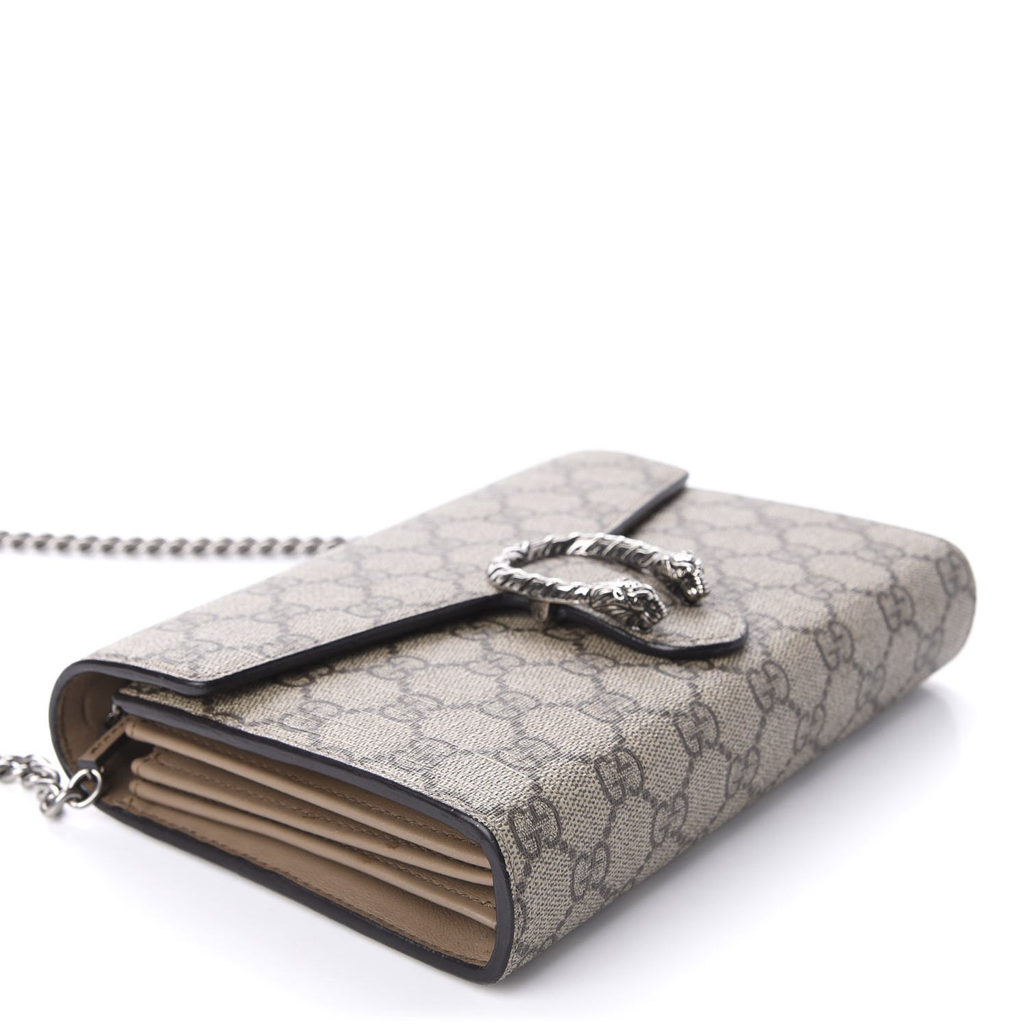 GG Supreme Monogram Mini Dionysus Chain Wallet Beige Taupe