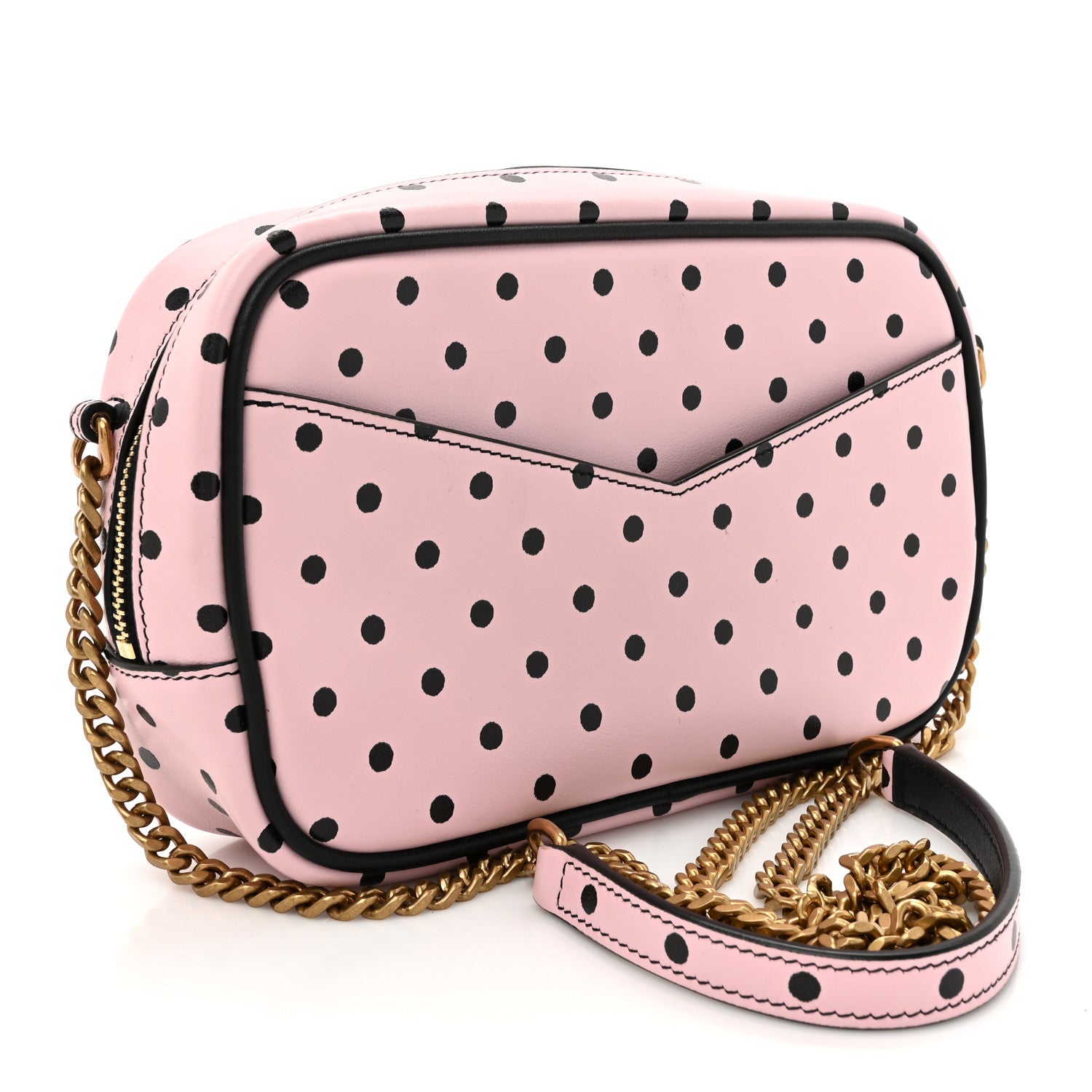 Saint Laurent Calfskin Printed Polka Dot Mini Lou Camera Bag Pink Black 3 of 13