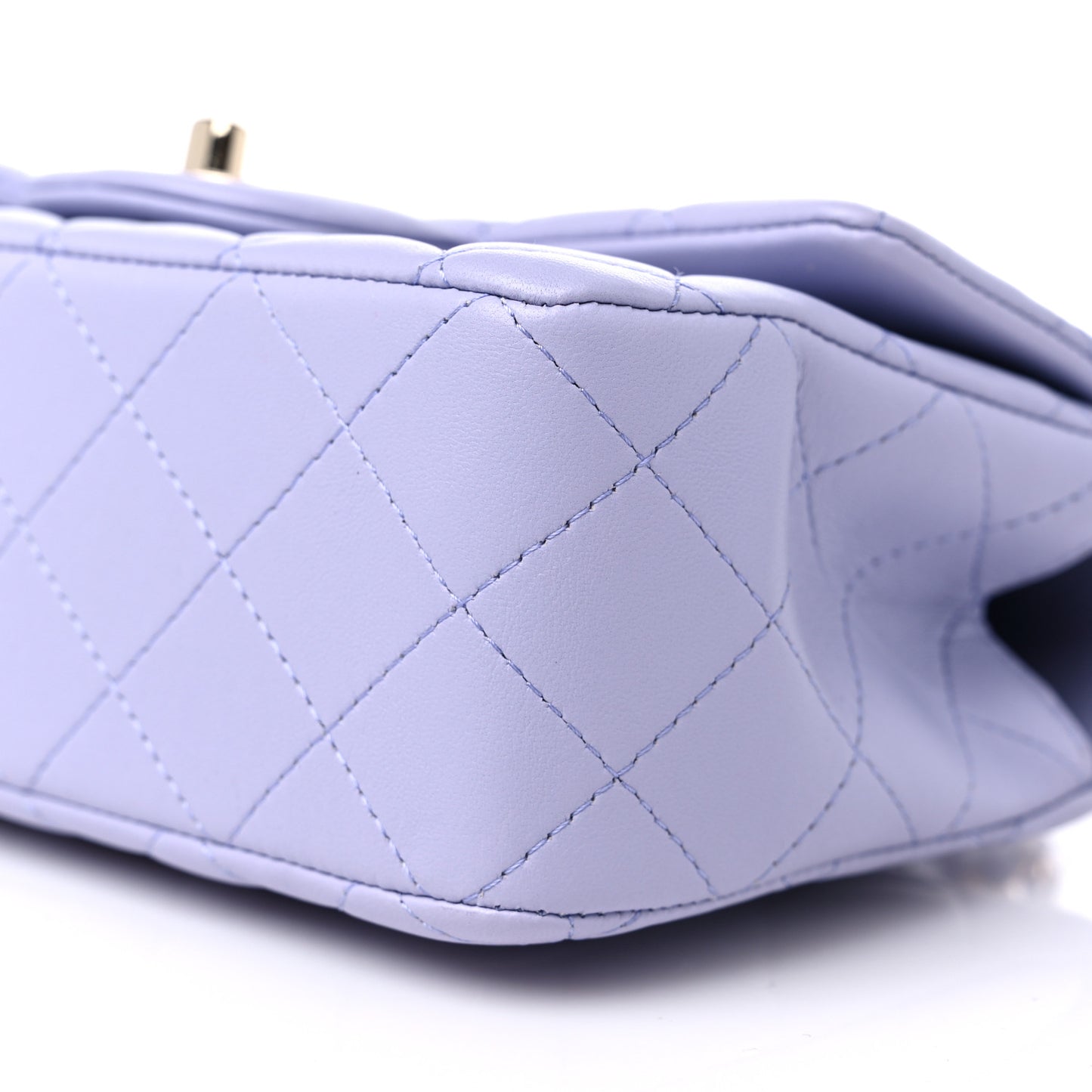 Lambskin Quilted Mini Top Handle Rectangular Flap Light Purple