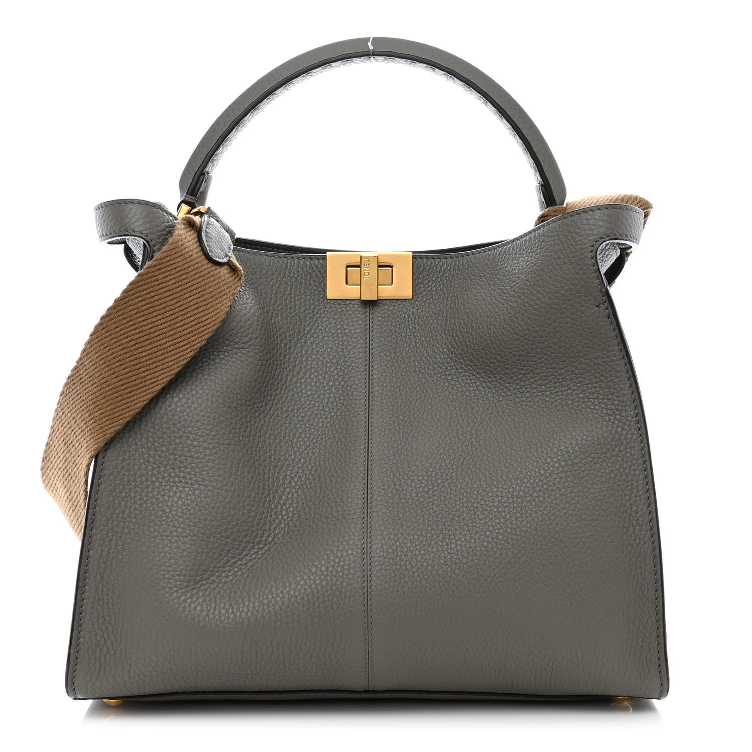 Fendi Cuoio Romano Selleria Bi-Color Medium Peekaboo X-Lite Moon Ghiaia 1 of 11
