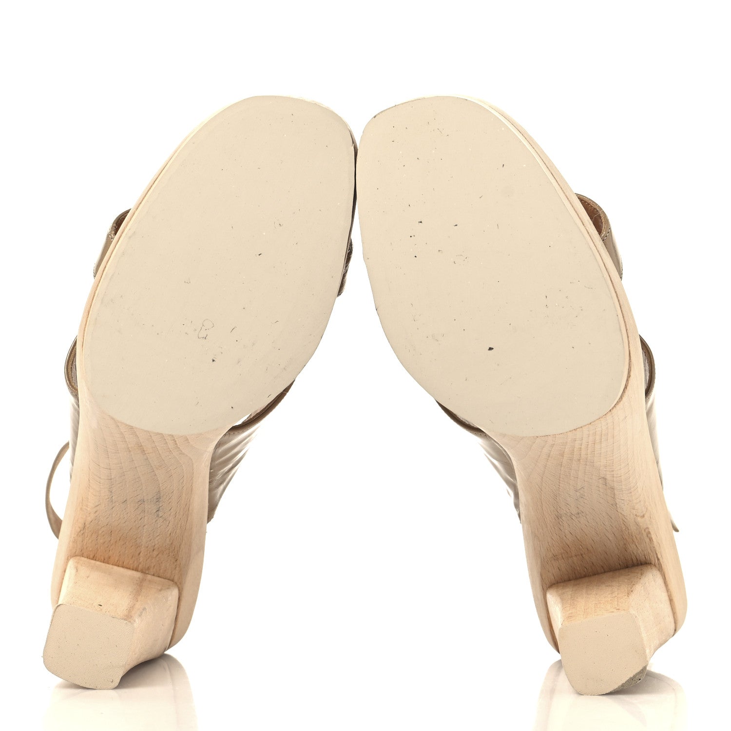 Hermes Patent Calfskin Perforated H Platform Sandals 37 Beige 6 of 9