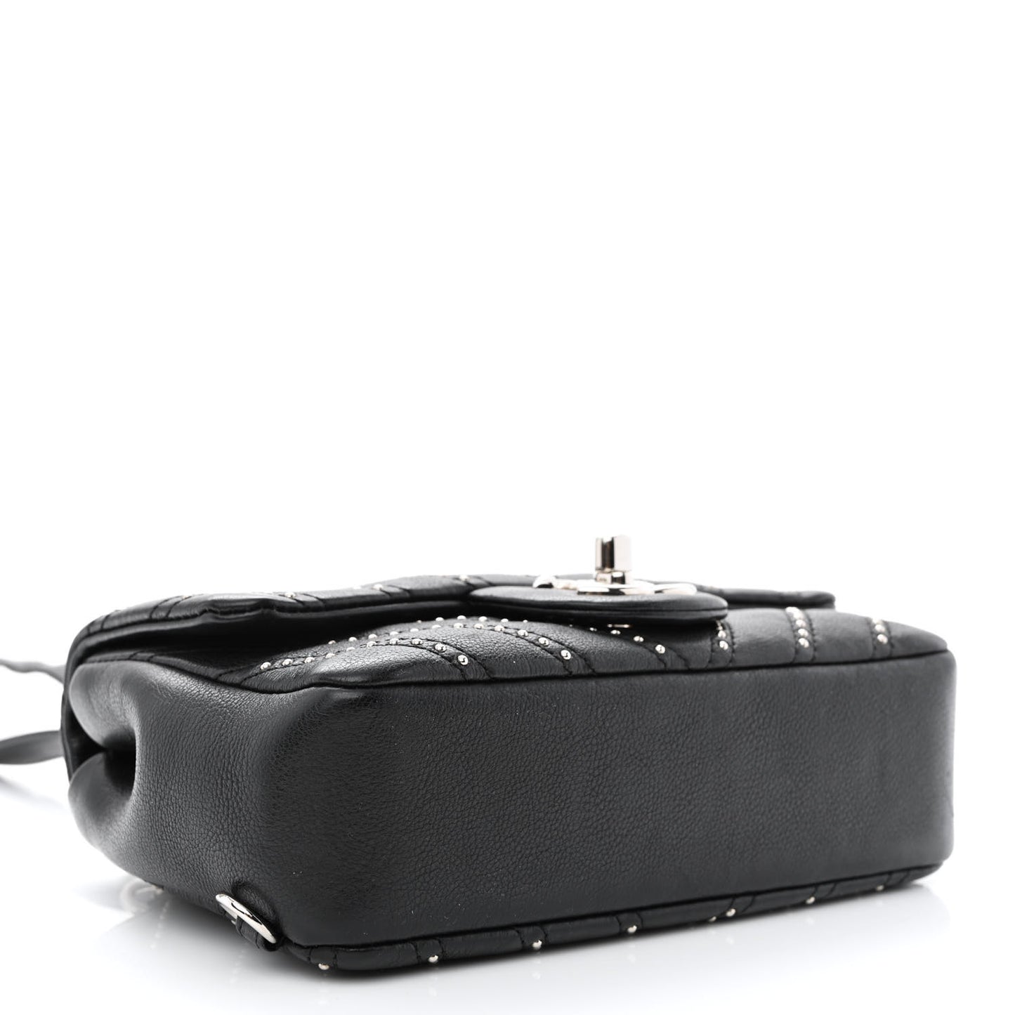 Calfskin Studded Chevron Stud Wars Waist Bag Black