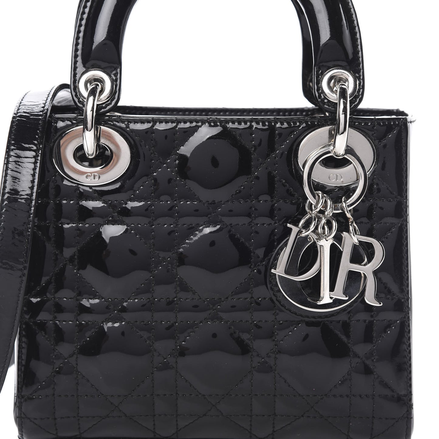 Patent Cannage Mini Lady Dior Black