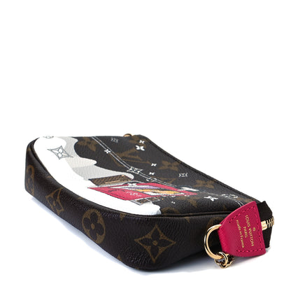 Louis Vuitton Monogram 2019 Christmas Animation Mini Courchevel Pochette Accessories Fuchsia 6 of 8
