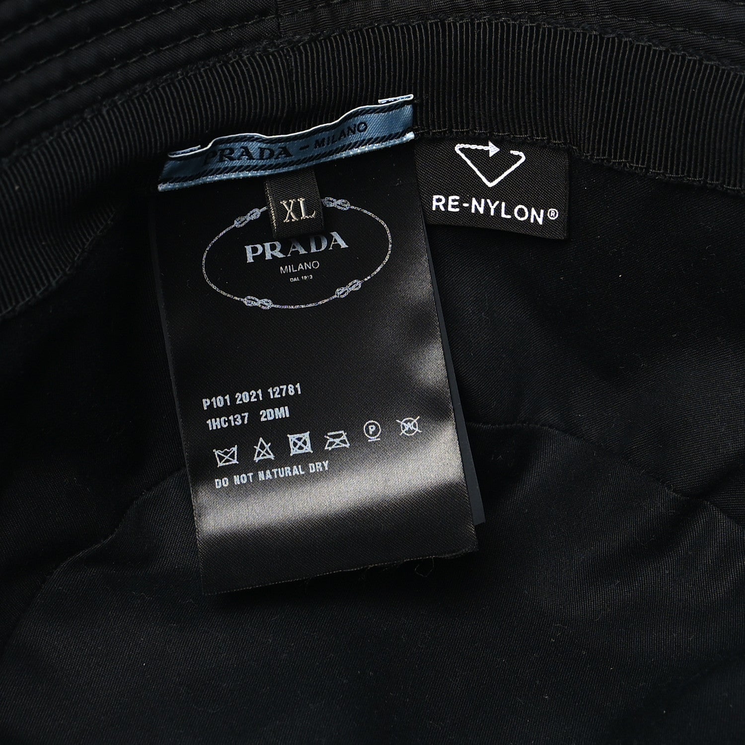 Prada Re-Nylon Metal Triangle Logo Womens Bucket Hat XL Black 7 of 7
