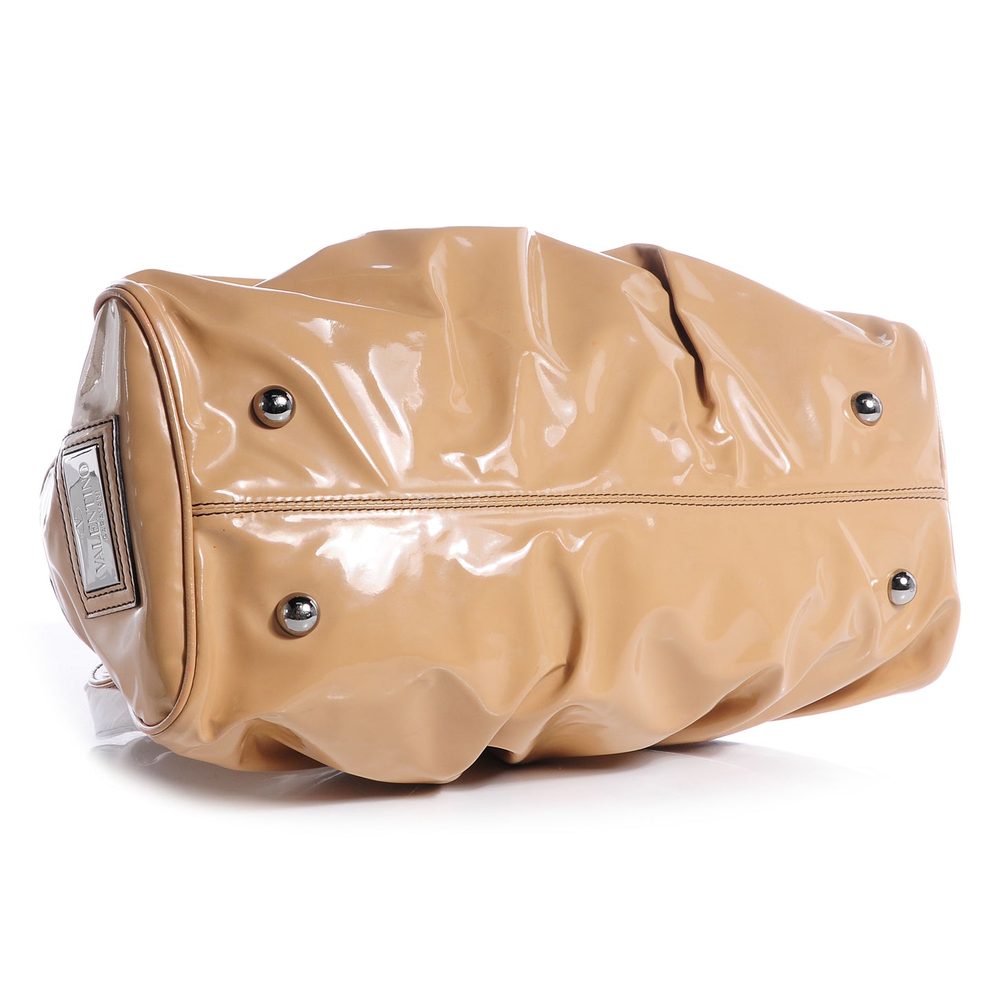 Patent Lacca Pleat Bow Satchel Sand