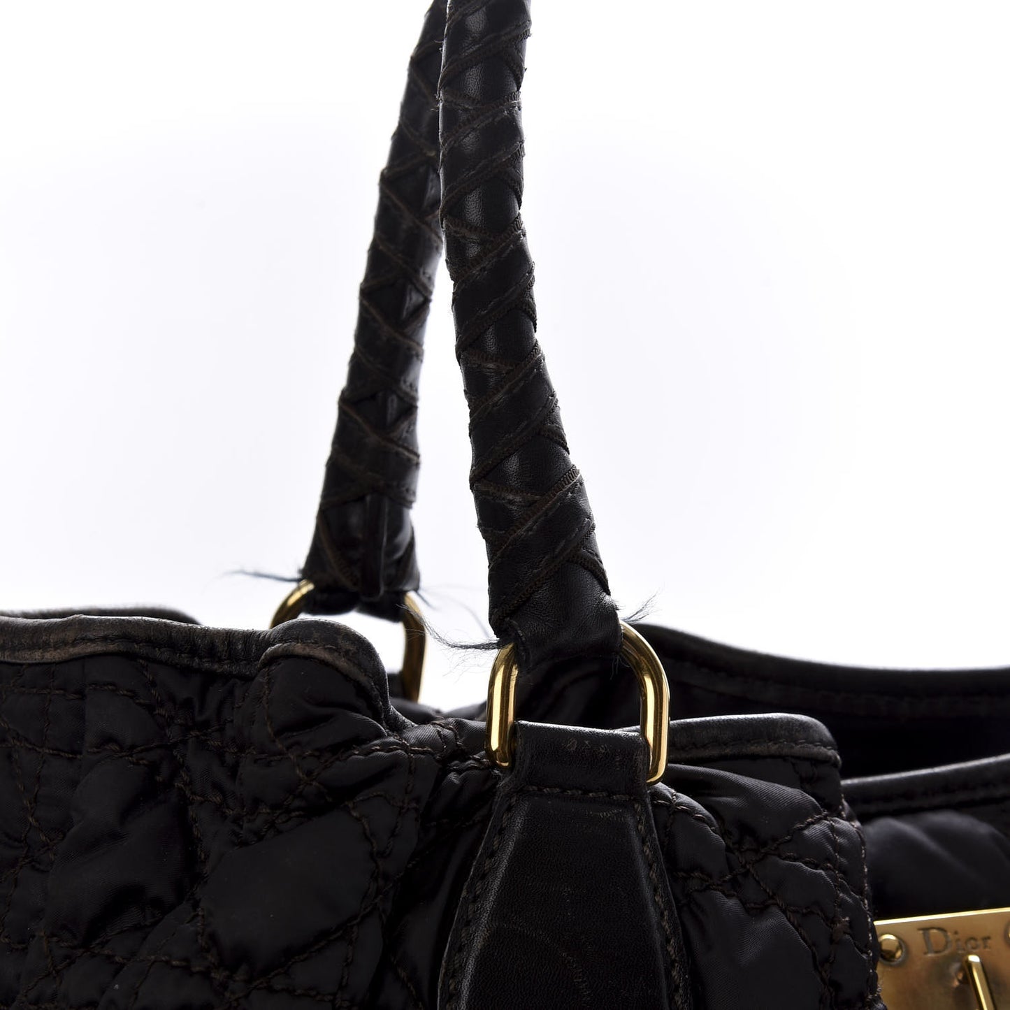 Nylon Cannage Shopper Tote Black