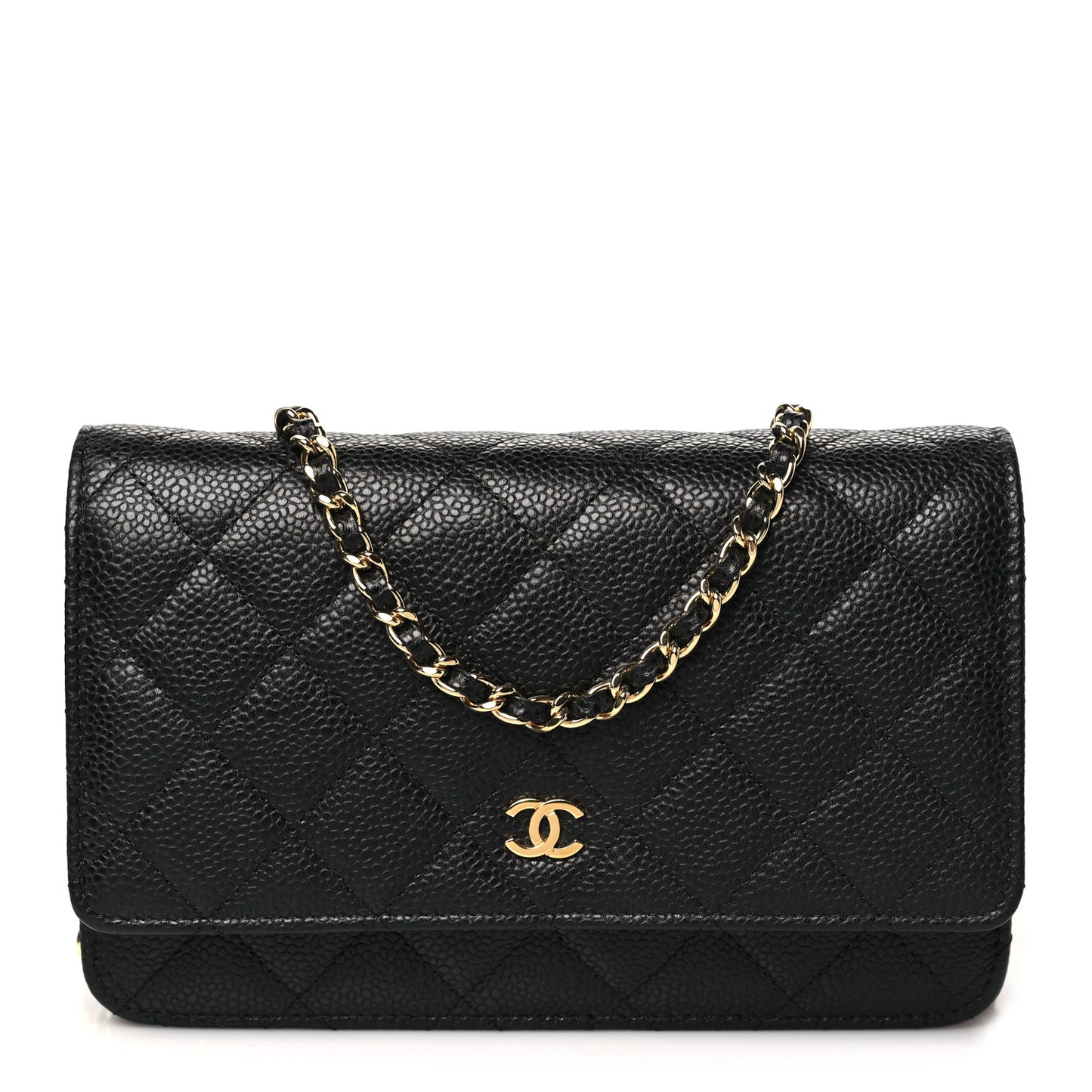 Caviar Quilted Wallet on Chain WOC Black