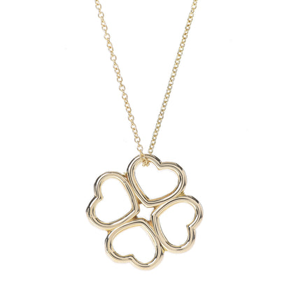 Tiffany 18K Yellow Gold Loving Heart Clover Pendant Necklace 4 of 5