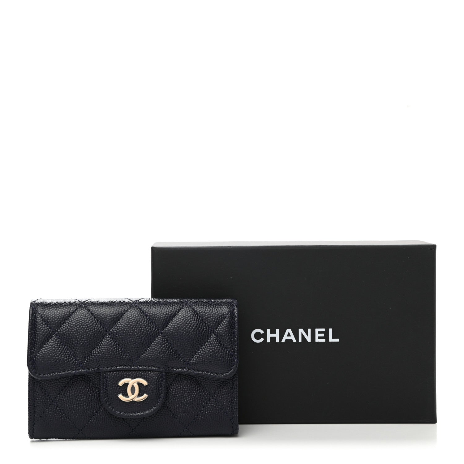 Chanel Caviar Quilted Flap Card Holder Wallet Dark Blue 8 of 8