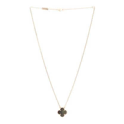 Van Cleef & Arpels 18K Rose Gold Gray Mother of Pearl Vintage Alhambra Pendant Necklace 3 of 6