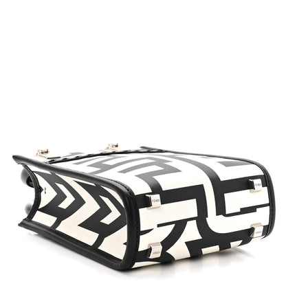 Fendi X MARC JACOBS Vitello King Plexiglass Logo Print Mini Fendi Sunshine Shopper Tote Black White 4 of 10