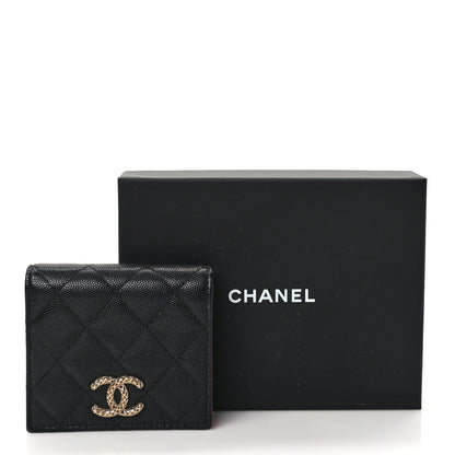 Chanel Caviar Metal Perforated Quilted Compact Bifold Wallet Black 7 of 7