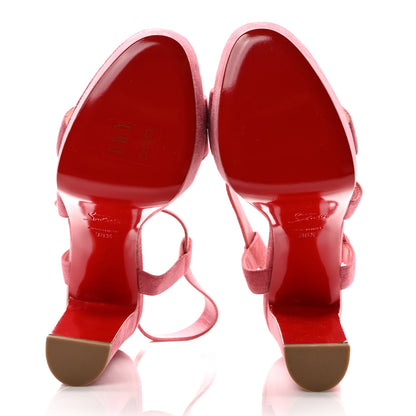 Christian Louboutin Veau Velours Selima Alta 130 Sandals 38.5 Rose Paris 5 of 7