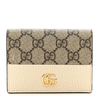 Gucci Dollar Calfskin GG Supreme Monogram GG Marmont Card Case Mystic White Beige Ebony 1 of 7