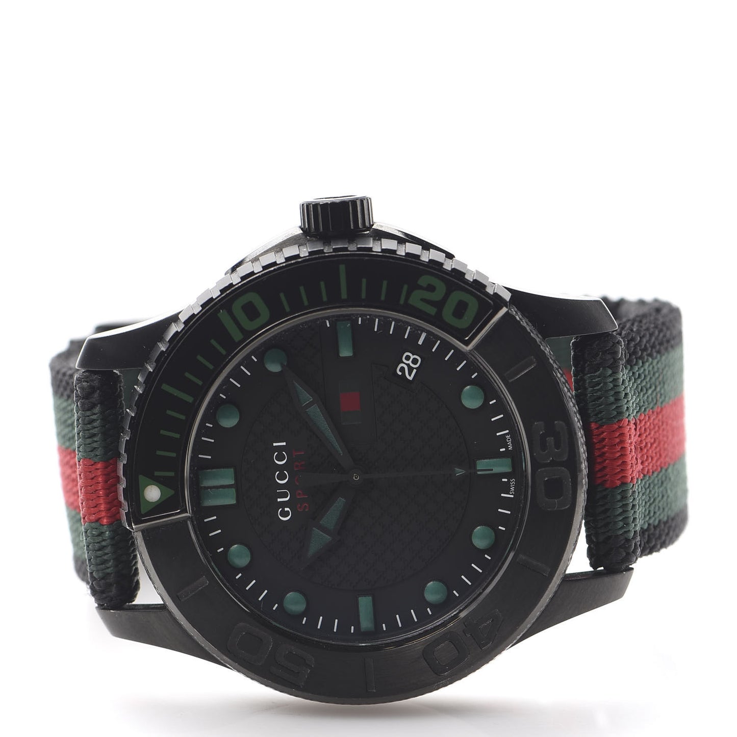 Stainless Steel Nylon 44mm Gucci Sport Web Quartz Watch Black