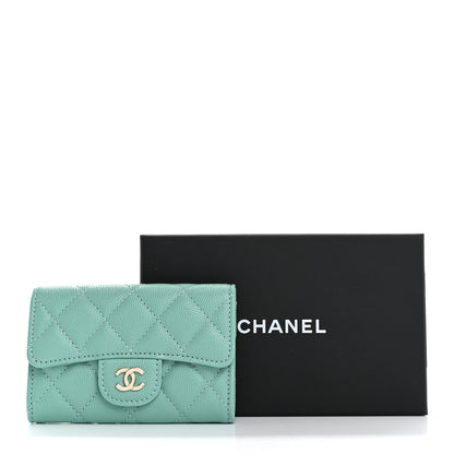 Chanel Caviar Quilted Flap Card Holder Wallet Light Green 9 of 9