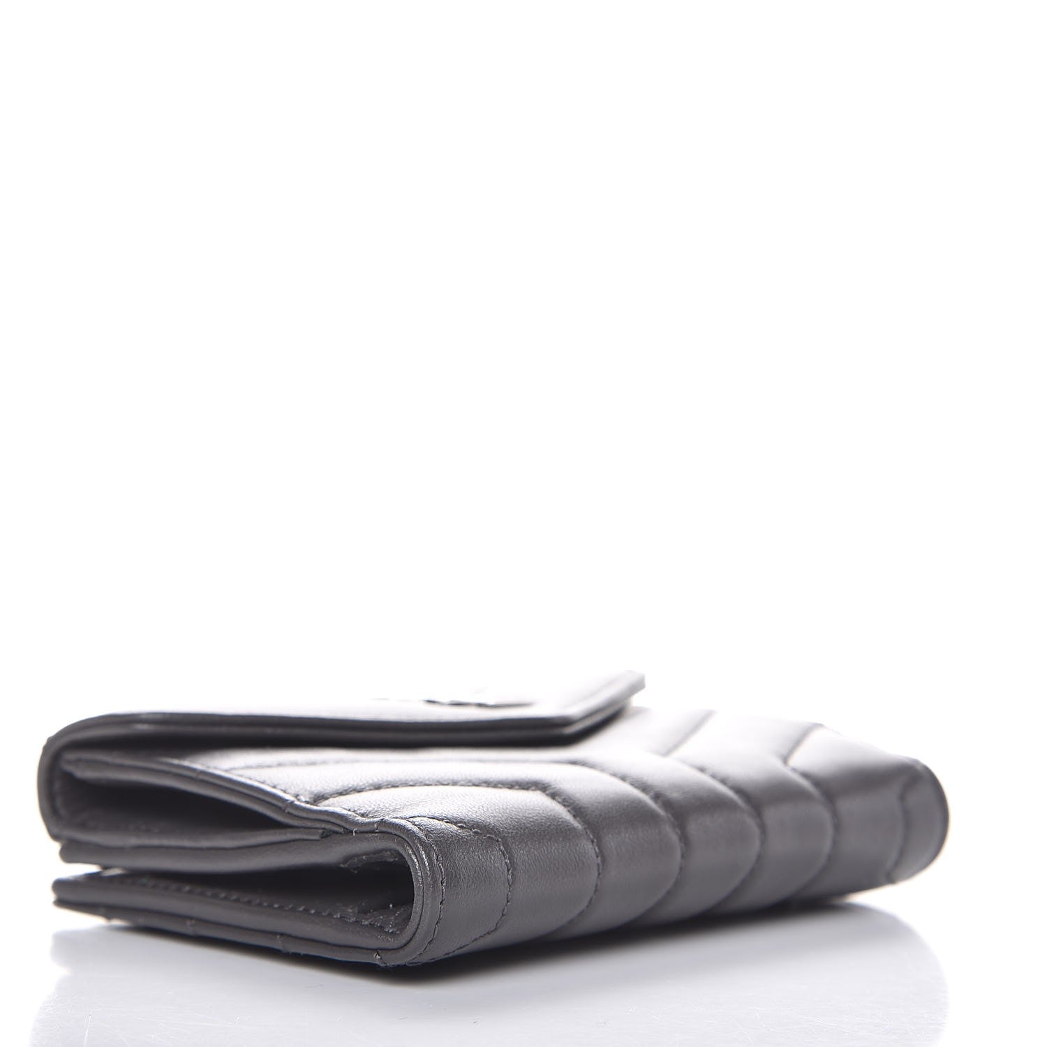 Saint Laurent Lambskin Y Quilted Monogram Compact Loulou Wallet Asphalt 4 of 6
