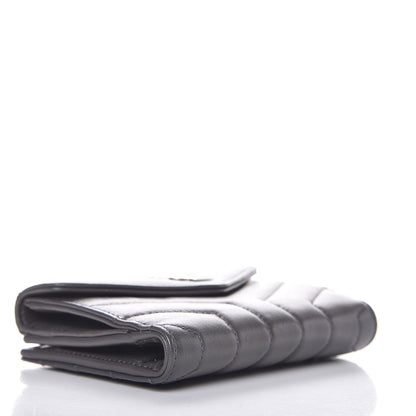 Saint Laurent Lambskin Y Quilted Monogram Compact Loulou Wallet Asphalt 4 of 6
