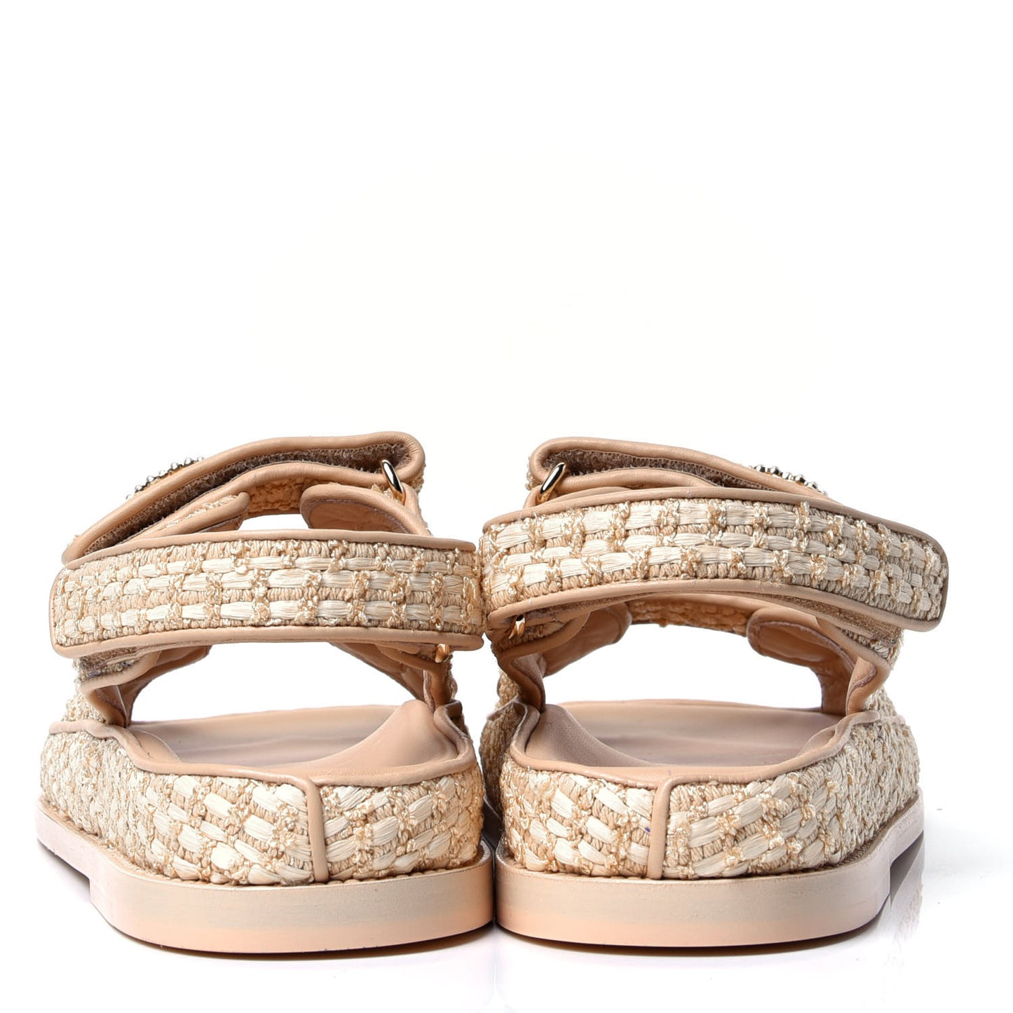 Braided Fabric Velcro Dad Sandals 40 Beige