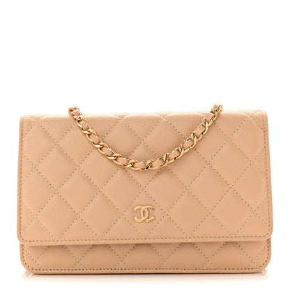 Chanel Caviar Quilted Wallet on Chain WOC Beige 1 of 12