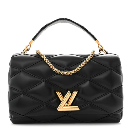 Louis Vuitton Lambskin Malletage Top Handle GO-14 GM Black 1 of 12